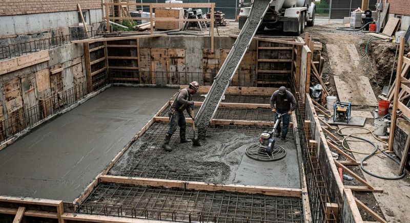 Basement Concrete Installation in Milton, MA